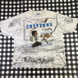 Cheyenne Country Montana Native American All Over Print Vintage Tie Dye T Shirt